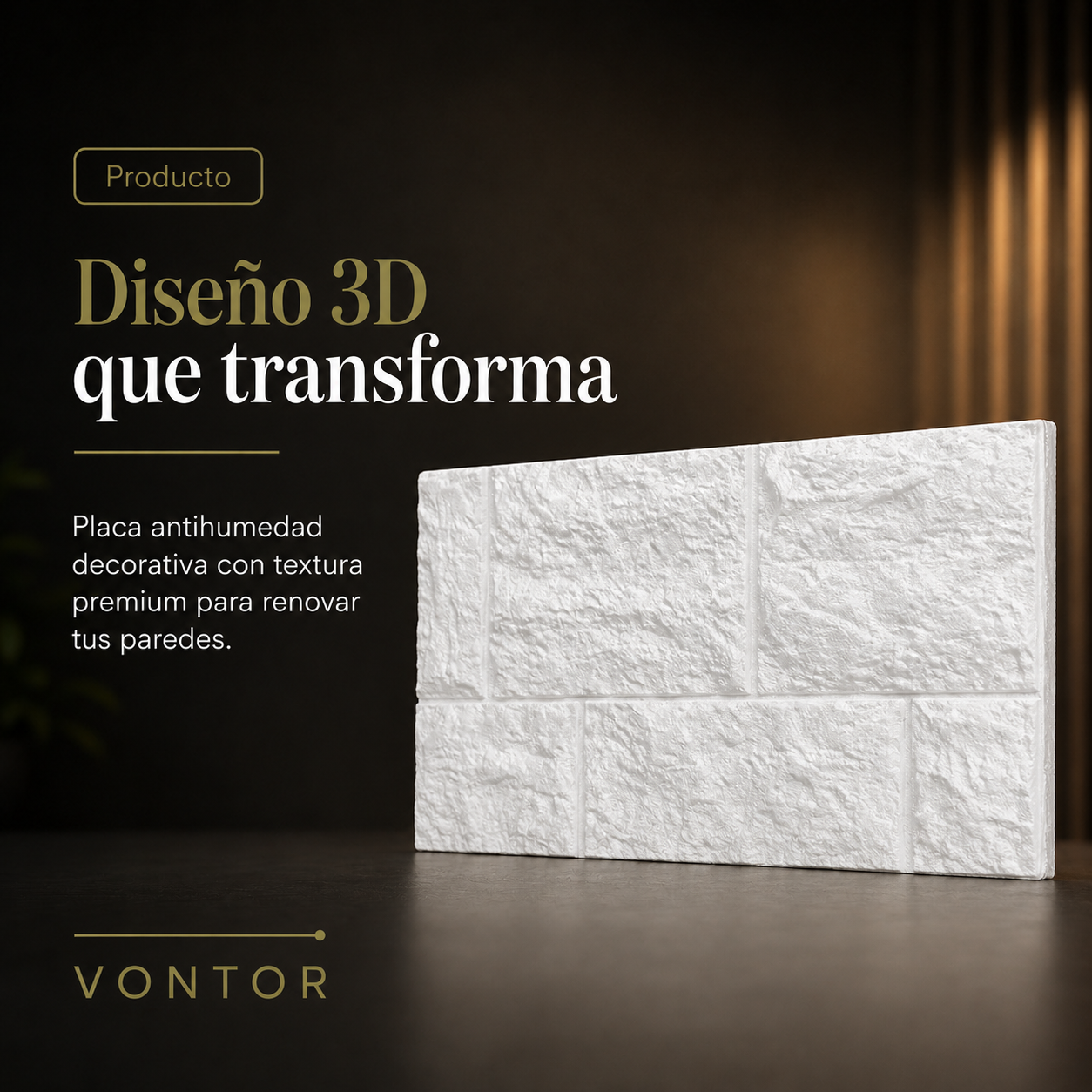 Placa Antihumedad 3D Mar del Plata 25x49x2 cm | VONTOR
