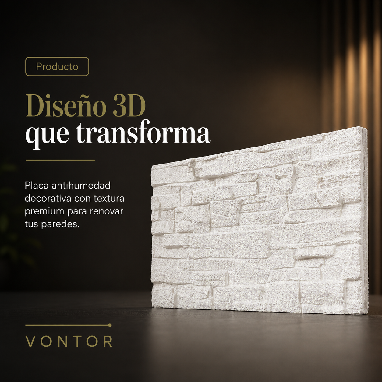 Placa Antihumedad 3D Bariloche 27x50x2 cm | VONTOR