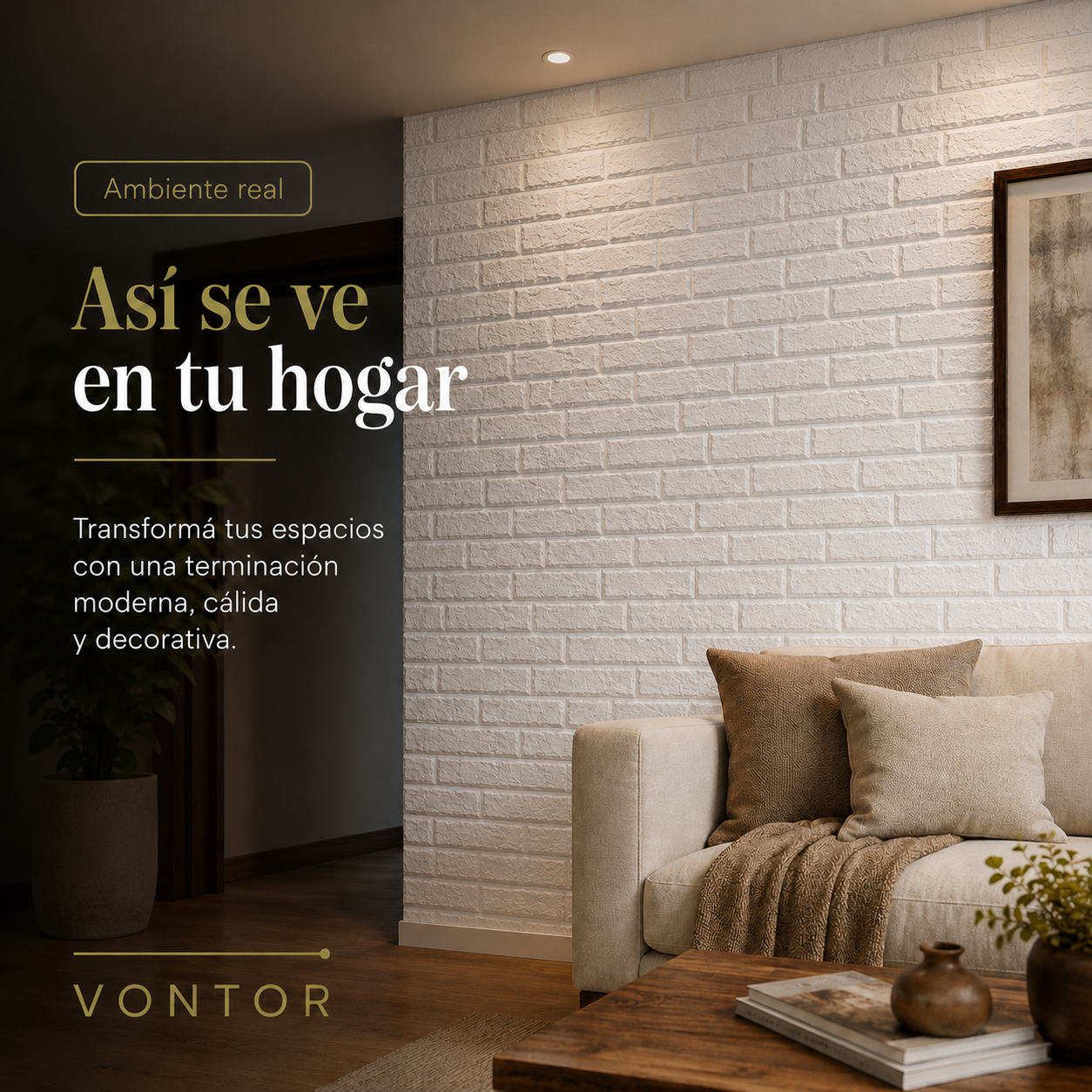 Placa Antihumedad 3D Ladrillo 40x40x2 cm | VONTOR