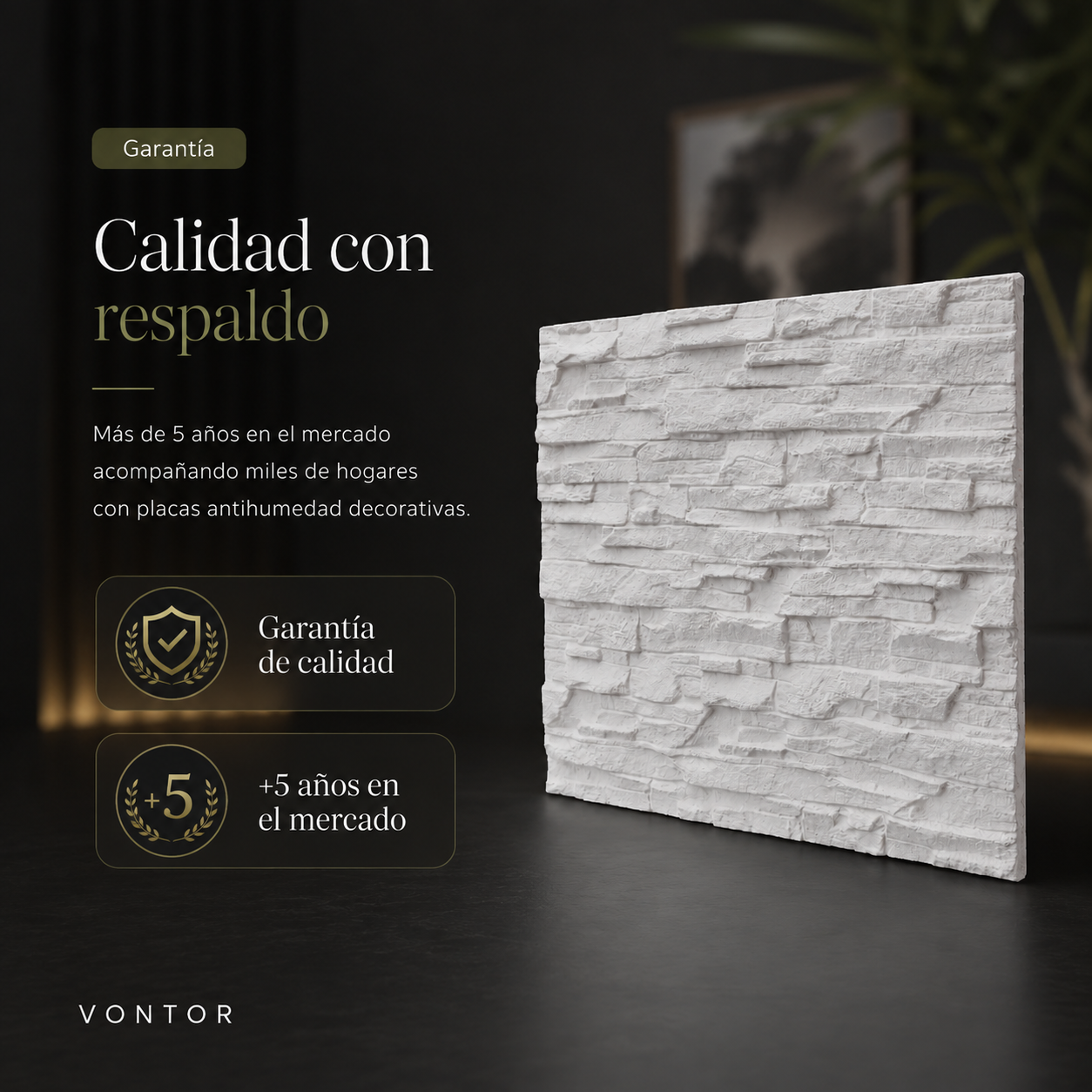 Placa Antihumedad 3D Pizarra 40x35x2 cm | VONTOR