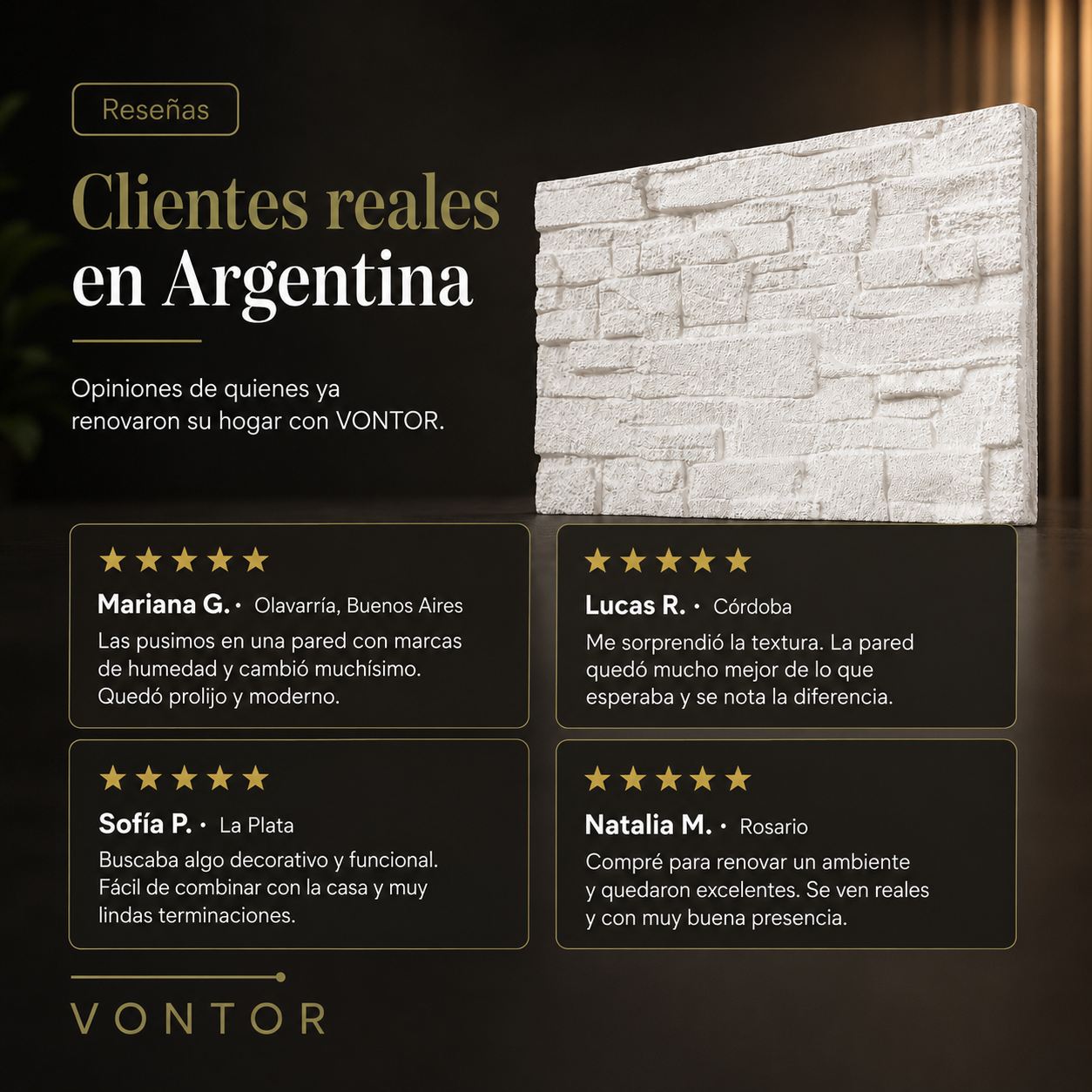 Placa Antihumedad 3D Bariloche 27x50x2 cm | VONTOR