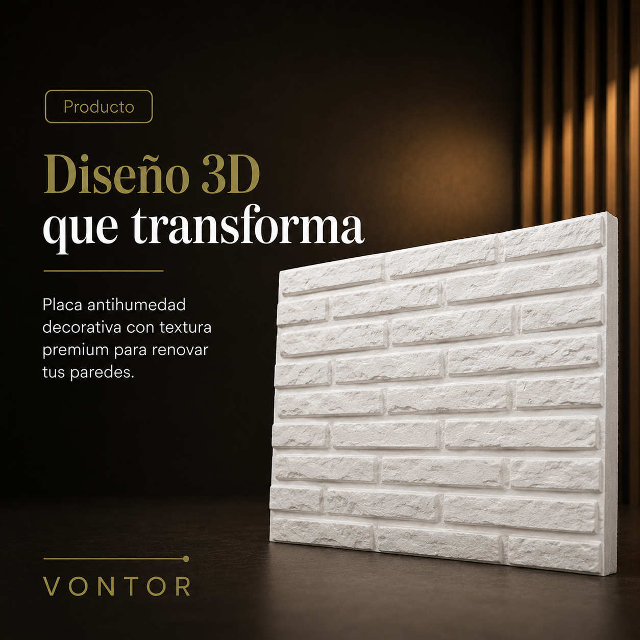 Placa Antihumedad 3D Ladrillo 40x40x2 cm | VONTOR