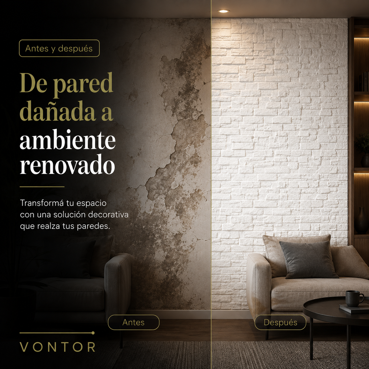 Placa Antihumedad 3D Bariloche 27x50x2 cm | VONTOR