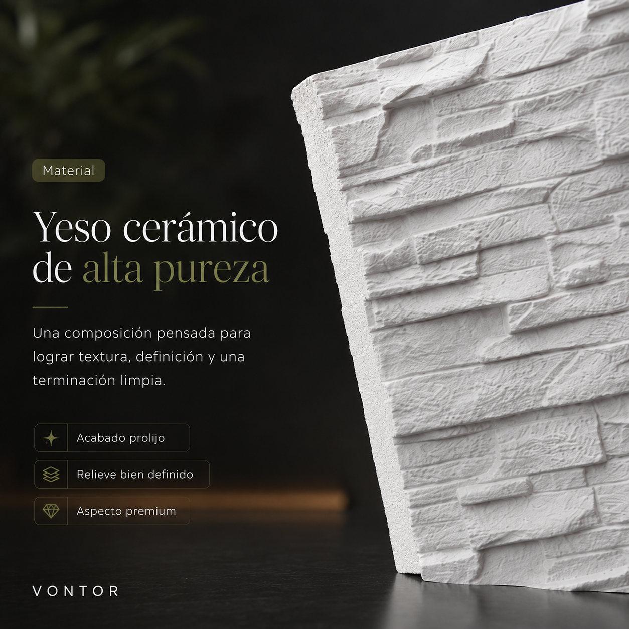 Placa Antihumedad 3D Pizarra 40x35x2 cm | VONTOR