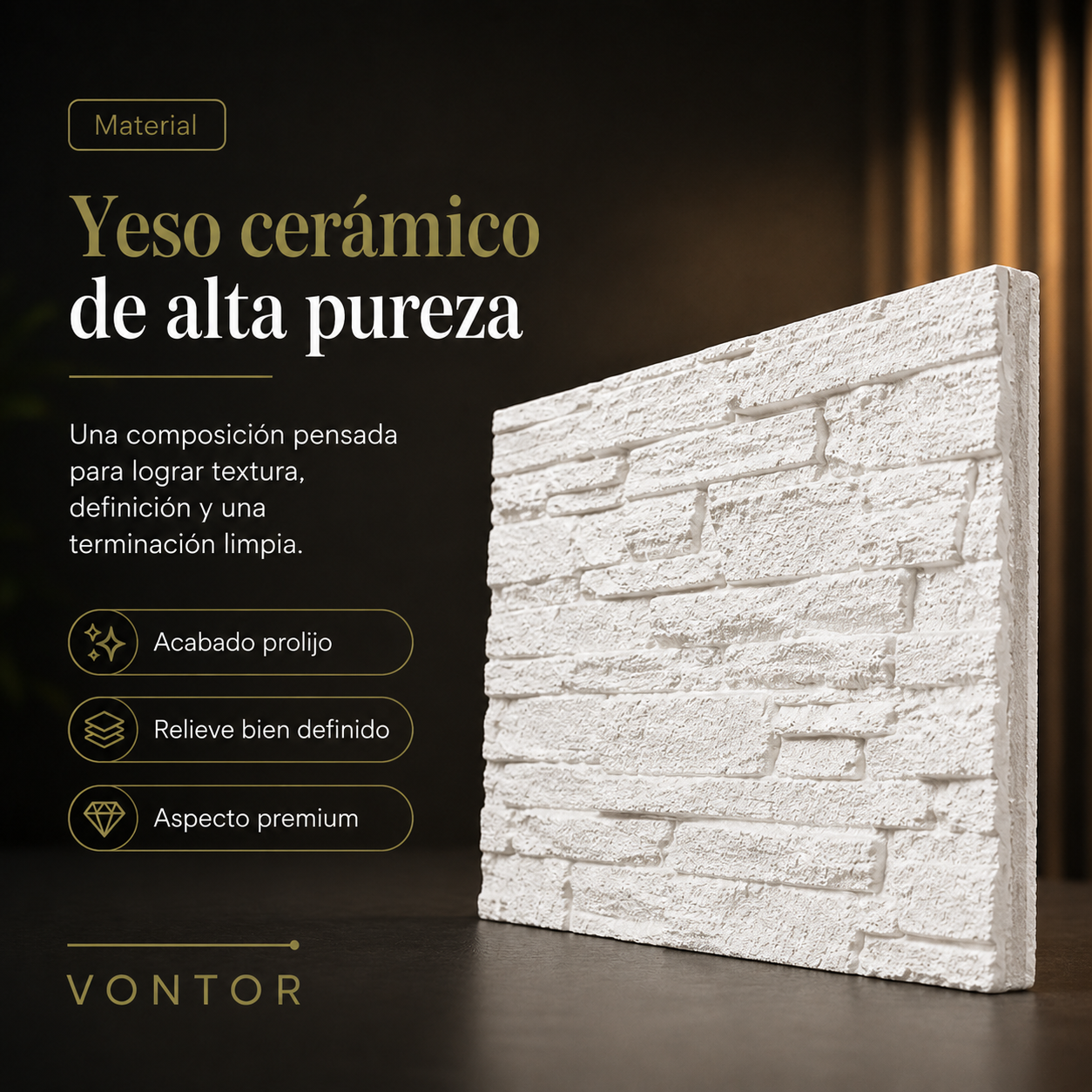 Placa Antihumedad 3D Bariloche 27x50x2 cm | VONTOR