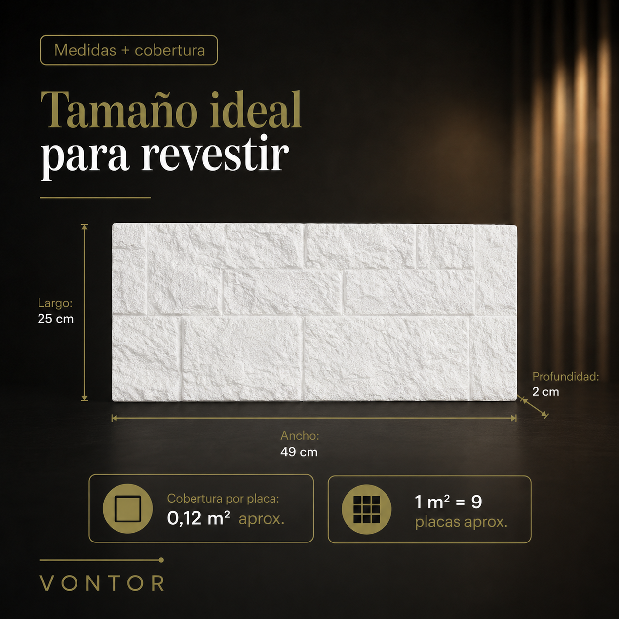 Placa Antihumedad 3D Mar del Plata 25x49x2 cm | VONTOR