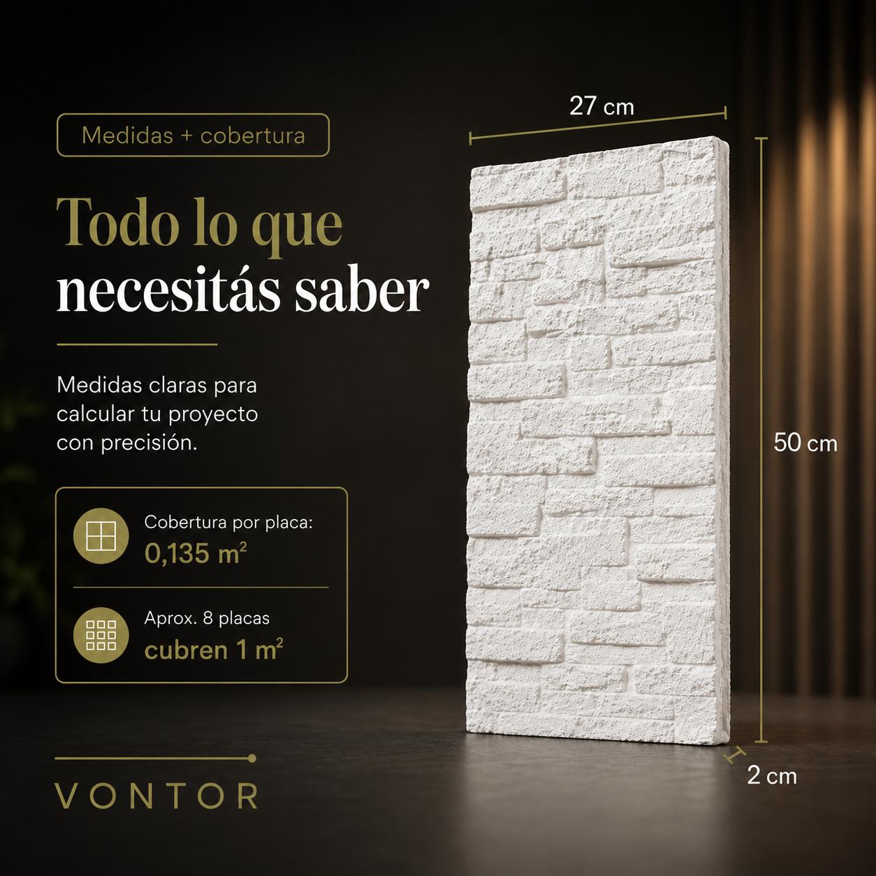 Placa Antihumedad 3D Bariloche 27x50x2 cm | VONTOR