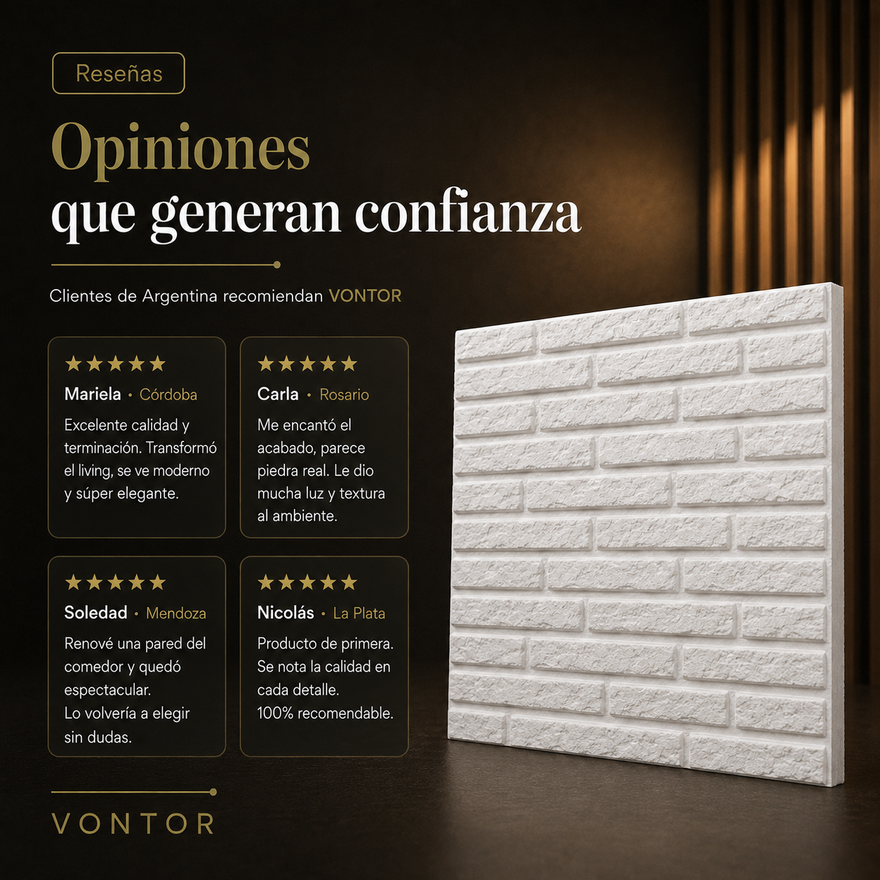 Placa Antihumedad 3D Ladrillo 40x40x2 cm | VONTOR