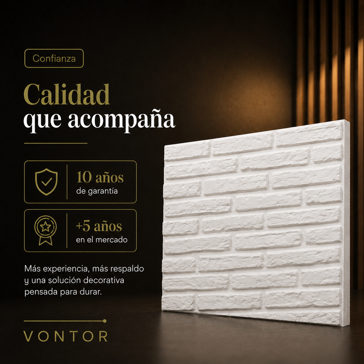 Placa Antihumedad 3D Ladrillo 40x40x2 cm | VONTOR
