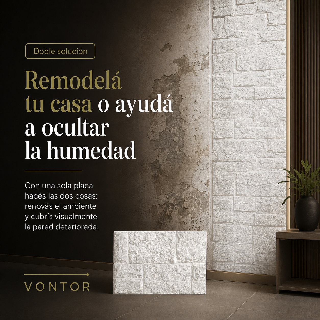 Placa Antihumedad 3D Mar del Plata 25x49x2 cm | VONTOR