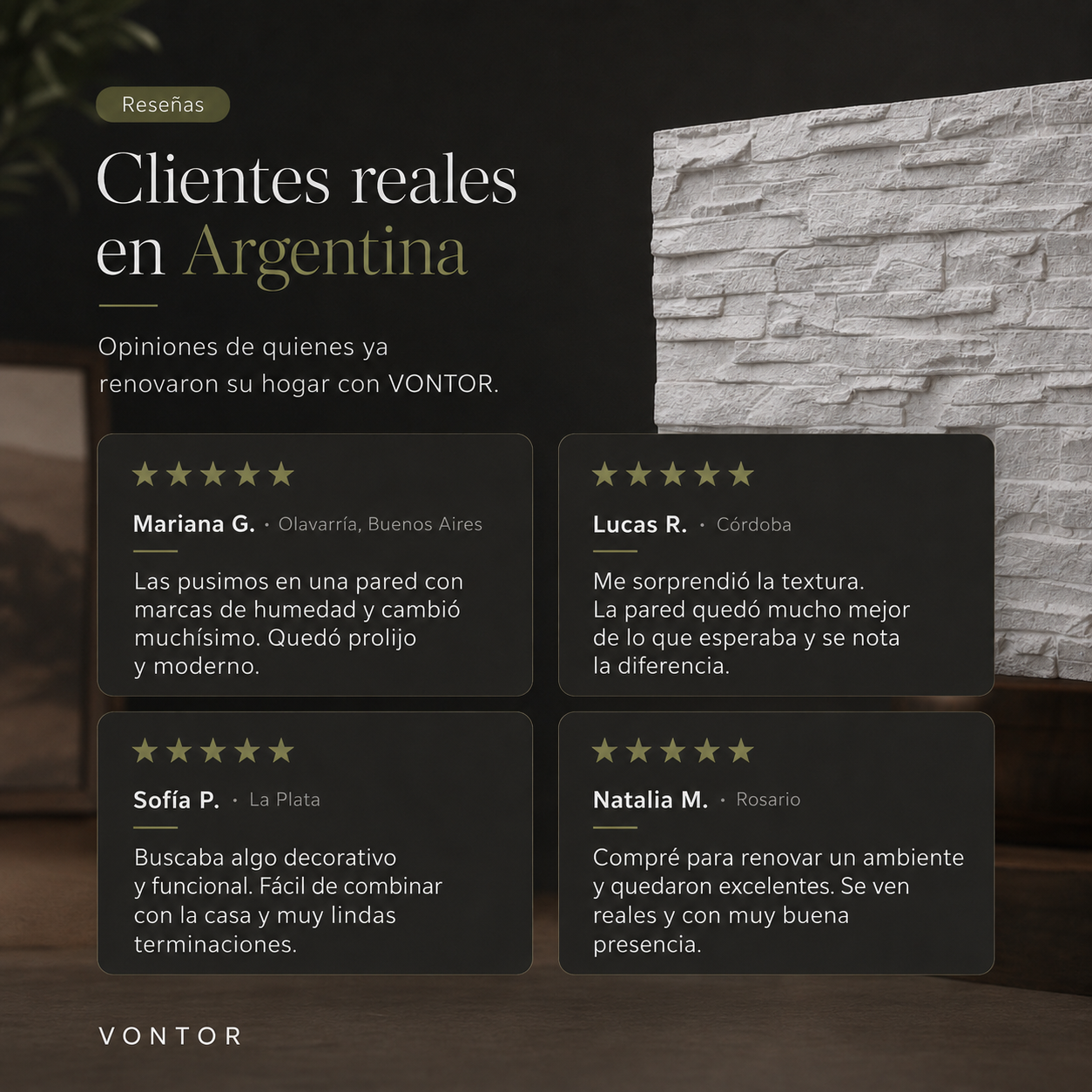 Placa Antihumedad 3D Pizarra 40x35x2 cm | VONTOR