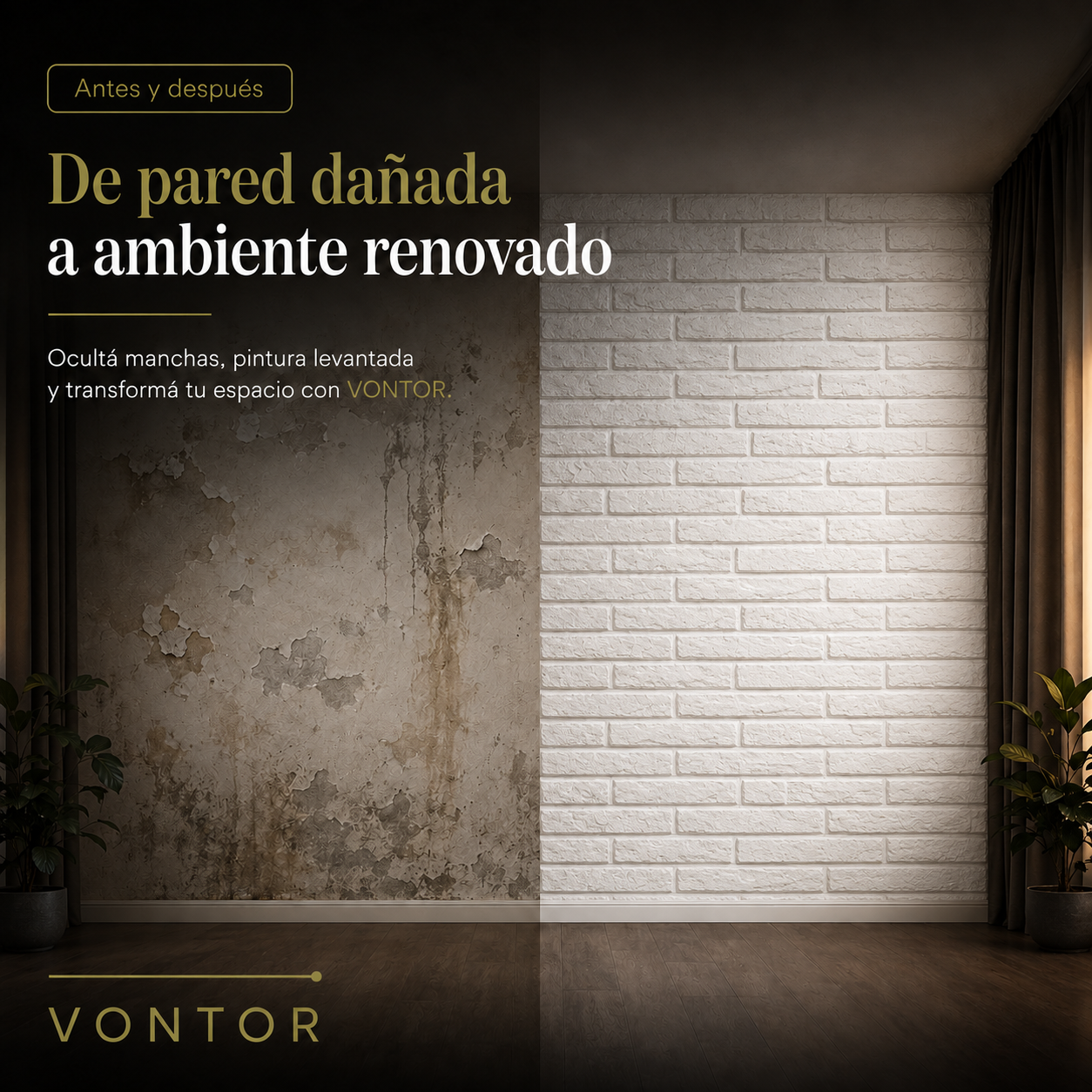 Placa Antihumedad 3D Ladrillo 40x40x2 cm | VONTOR